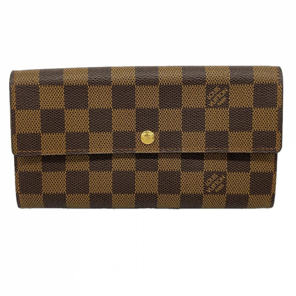 Louis Vuitton Damier Pochette Portemonnaie Credit Long Wallet Ebene Brown